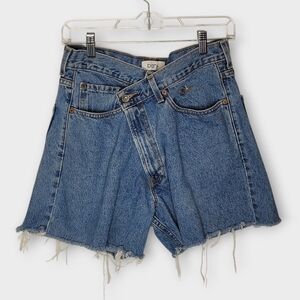 Parke Crossover Denim Shorts S Upcycled Levis Distressed